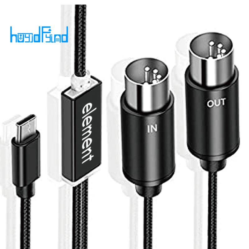 MIDI to USB C Type C Cable USB MIDI Converter with Indicator Light for Electronic Organ Computer