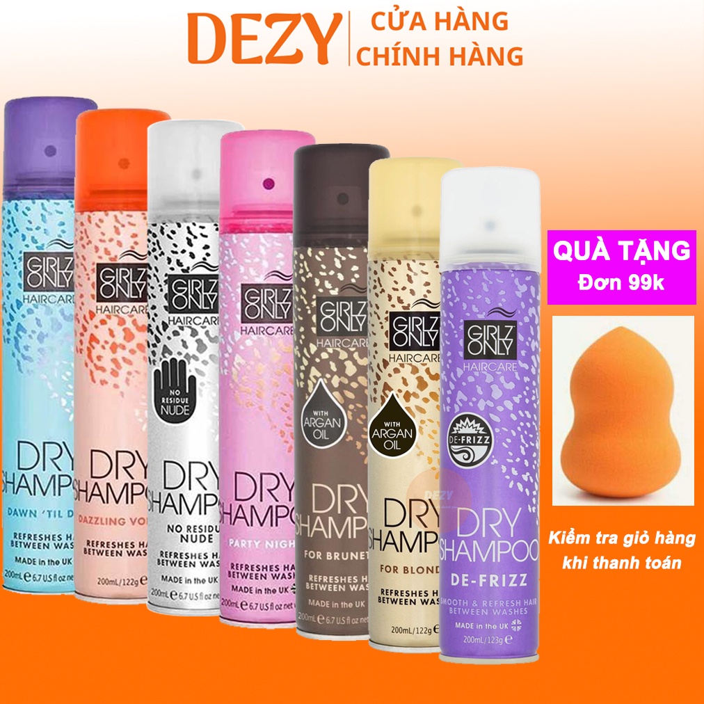 Dầu Gội Khô Girlz Only Dry Shampoo Dạng Xịt Chăm Sóc Tóc Thơm - Dầu Gội Đầu Dưỡng Tóc Phồng Tóc Cho Da Dầu Nam Nữ - Dezy