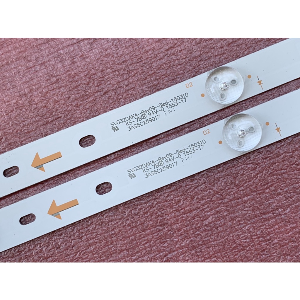 LED TIVI LG 32LF520A 32LF520D MỚI 100% BỘ 2 THANH MỖI THANH 5 BÓNG MỖI BÓNG 3V DÀI 58,8cm SV0320AK4-Rev09-5led-150310