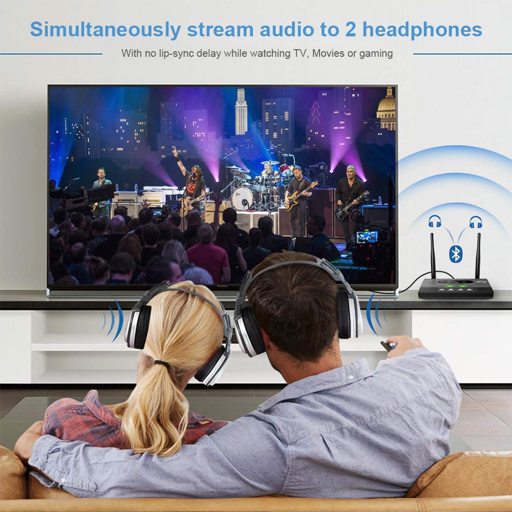 Bộ Thu Phát Âm Thanh Bluetooth 5.0 80M NFC Aptx LL HD SPDIF 3.5mm AUX RCA Cho TV PC + 2 Cặp Tai Nghe