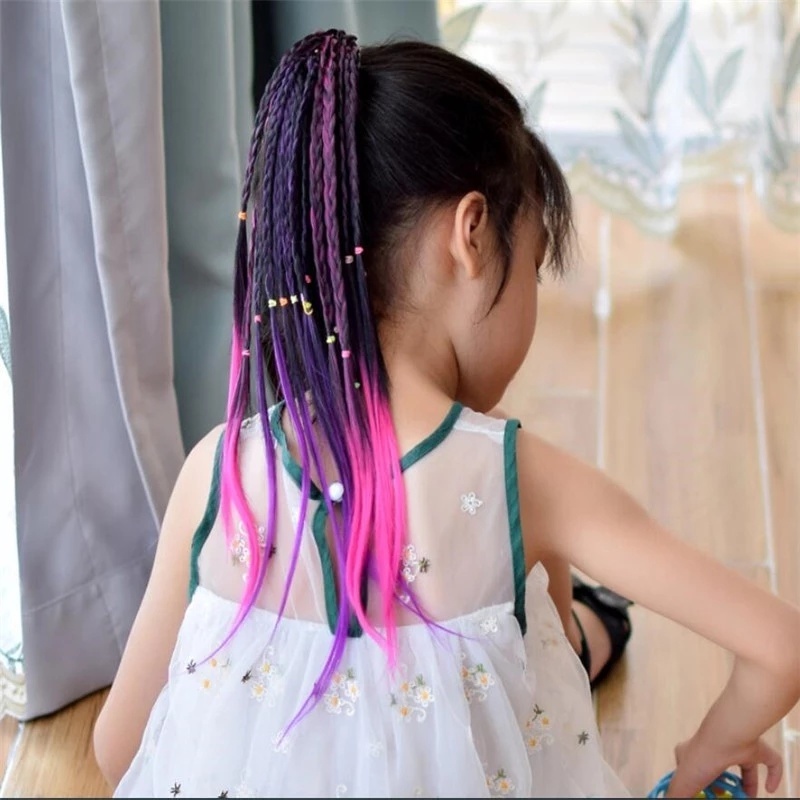 Dây Buộc Tóc Giả Bện Sợi Tổng Hợp Co Giãn Cho Bé Gái