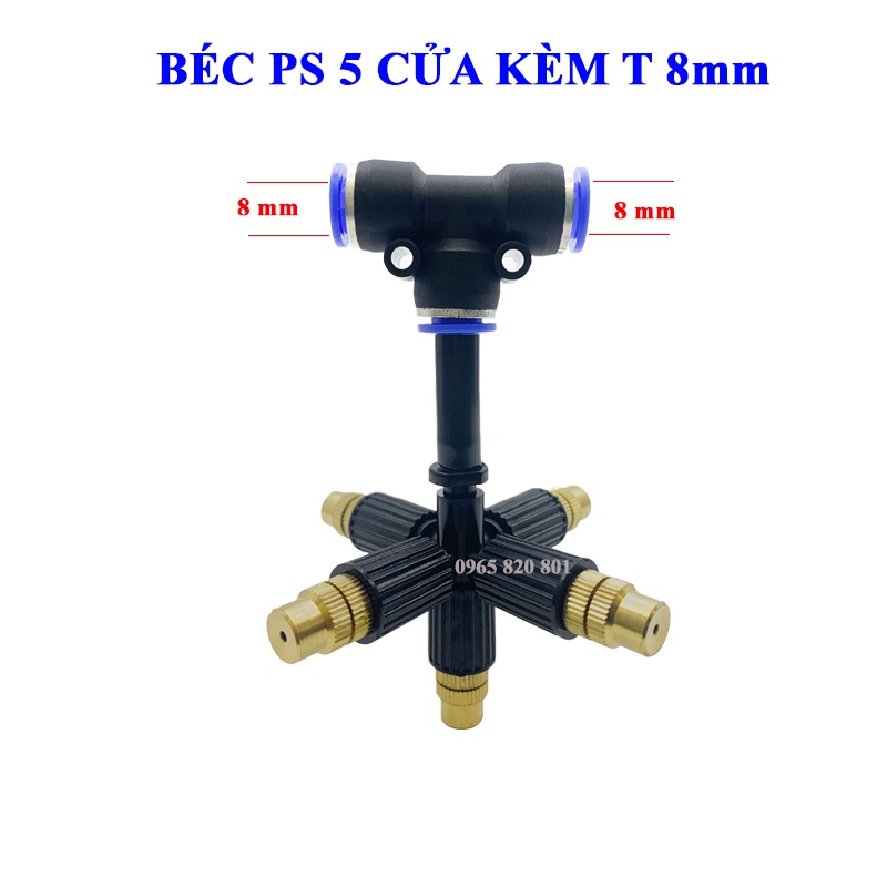 Béc phun sương 5 cửa đồng dùng ống 8,10,12mm