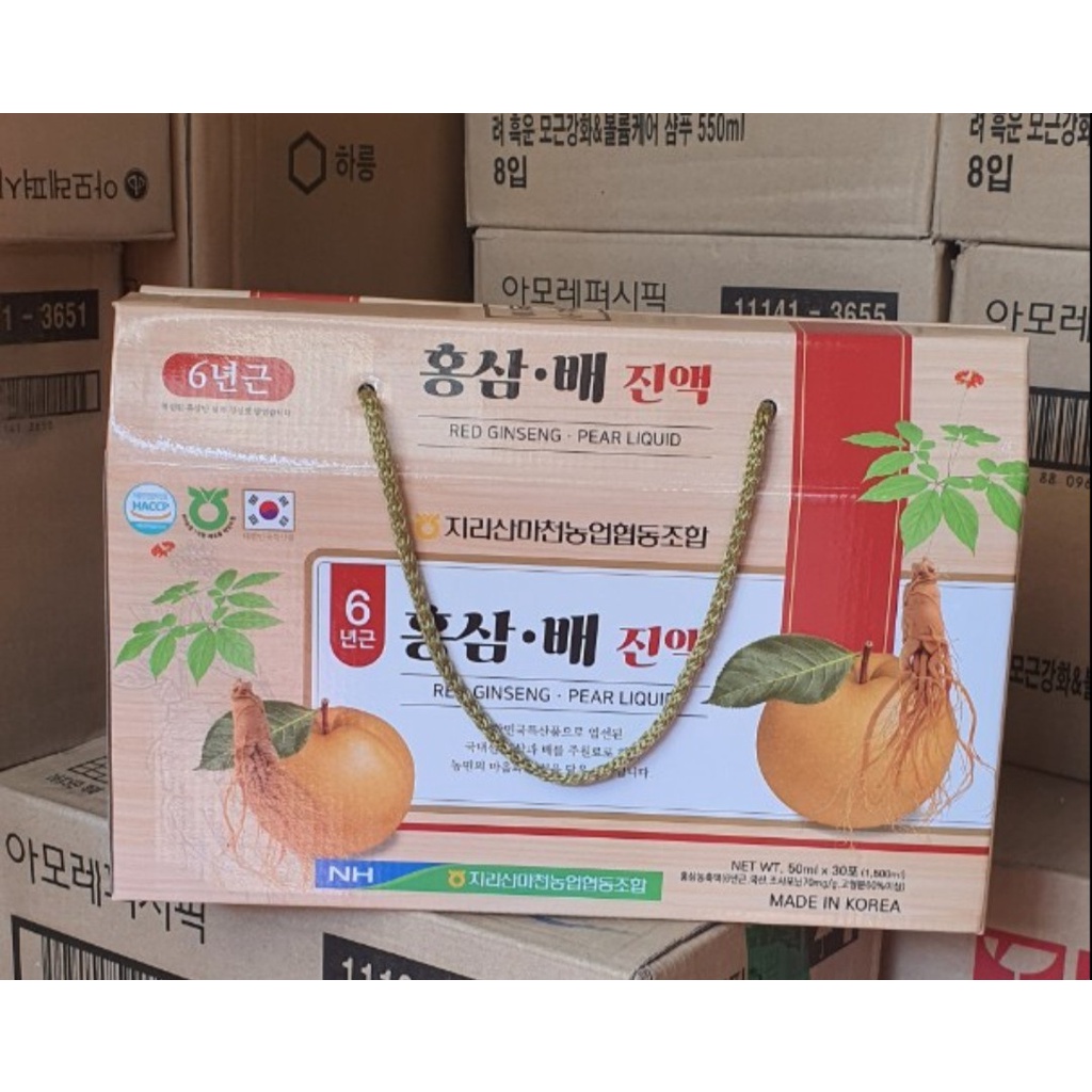 NƯỚC HỒNG SÂM LÊ- TÁO RED GINSENG PEAR HÀN QUỐC HỘP 30 GÓI X 50ML
