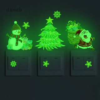 1 đề can dạ quang hình ông già noel người tuyết tuần lộc trang trí công tắc