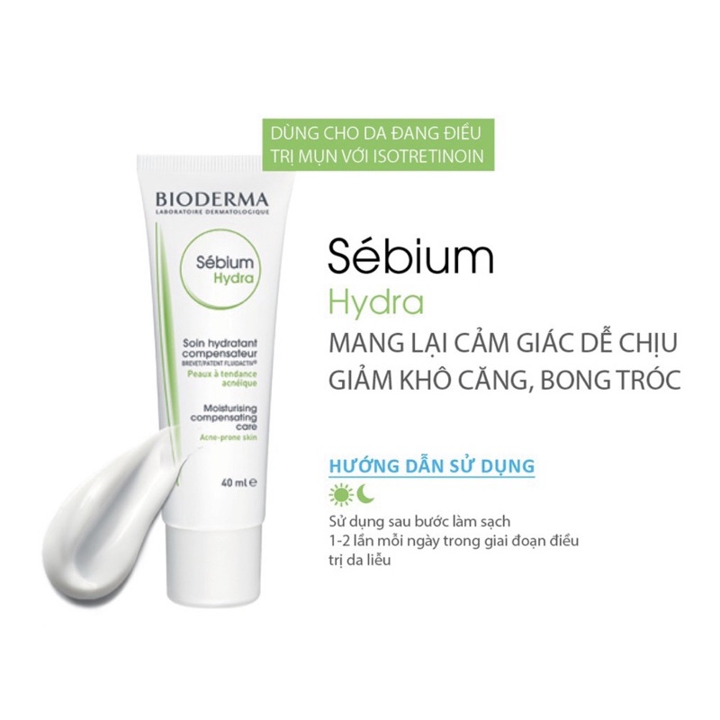 (Mini size 5ml)Kem dưỡng ẩm cho da dầu mụn Bioderma Hydra Sebium , Giảm bong tróc khô căng