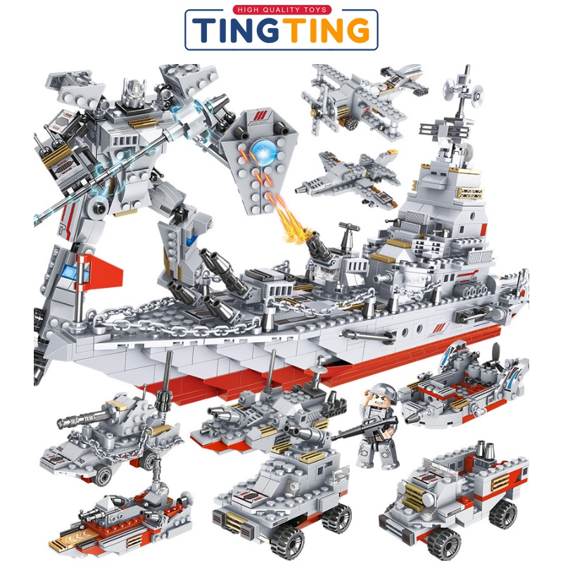Đồ chơi lắp ráp tàu chiến máy bay cảnh sát 1000 chi tiết