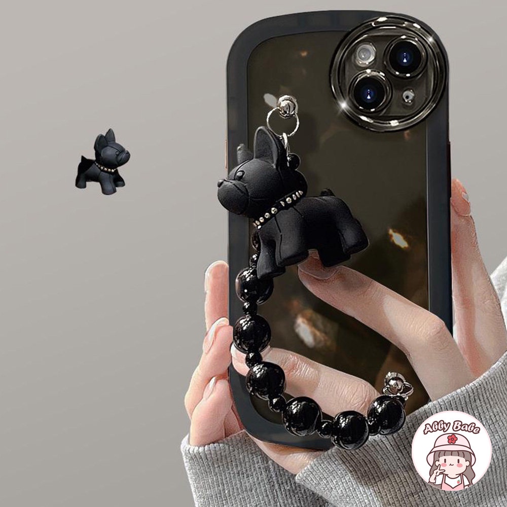 Ốp Điện Thoại TPU Mềm Trong Suốt Chống Sốc In Hình Chó Bull Có Dây Đeo Cổ Tay Cho IPhone 11 7Plus 13 12 11 Pro Max