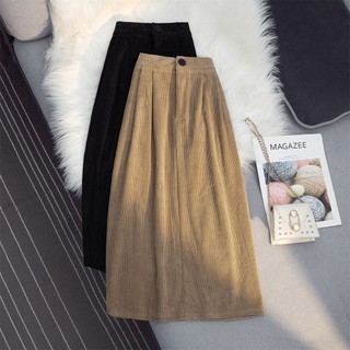 Corduroy skirt fall/winter women's mid-length A- line skirt 2022 New umbrella skirt high waist slimming skirt U69W