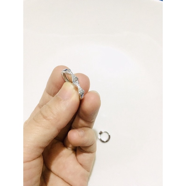 Bông tai đính đá hình nơ chất liệu bạc 925 Hasa khuyên tai hoa tai tròn phong cách Hàn Quốc cực xinh nữ tínho