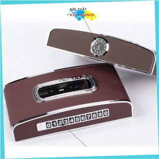 Hộp Đựng Khăn Giấy Trên ô Tô Có Đồng Hồ Và Bảng Số điện Thoại Cao Cấp (Kèm Video thực tế)