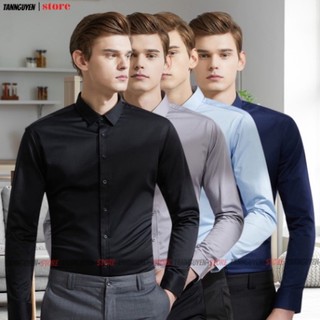 Áo sơ mi nam dài tay nhiều màu vải lụa không nhăn, xù Thấm Hút Mồ Hôi Tốt - tannguyen_store