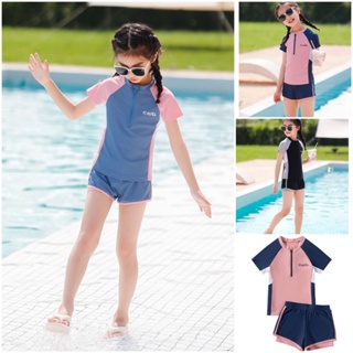 Sét đồ bơi quần rời áo rời bé gái size 15-50kg YLIKE YY2198 có khoá trước 3 màu cực xinh