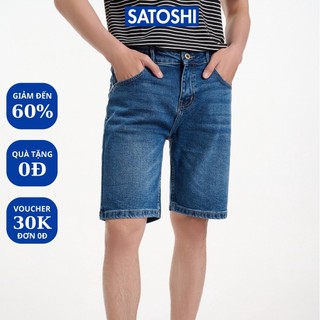 | Satoshi | Quần short Jean nam SAQS56  màu xanh đậm basic phong cách trẻ trung dễ phối đồ