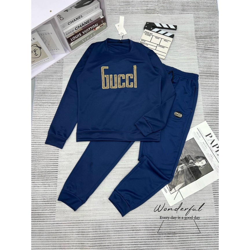 Bộ đồ ngủ nam nữ, set đồ đi chơi,set đồ nỉ gucci hàng cao cấp co giãn nhẹ