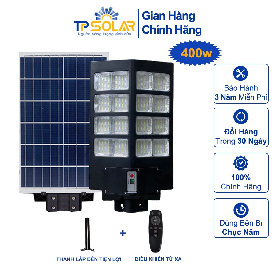 Đèn Đường Liền Thể Kép Năng Lượng Mặt Trời TP Solar TP-D400 Công Suất 400W Chống Nước IP65