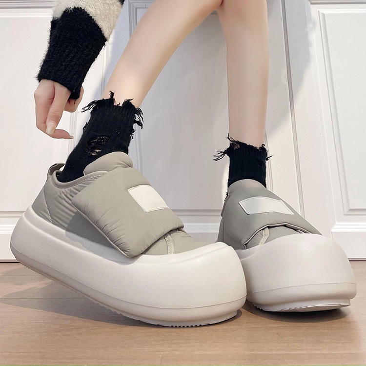 💗Giày thể thao nữ Giày Bánh Mì Khóa Dán Đế Dày Tăng Chiều Cao Mùa Đông Phong Cách Mới 2022 Cho Nữ