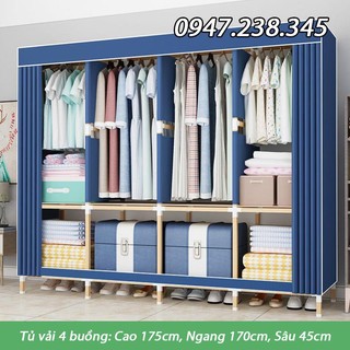 Mới Về Tủ Vải Khung Gỗ Vuông Phi 22mm Gỗ Thông Mỹ Nhập Khẩu KT Cao 1m75 rộng 1m7 sâu 47cm Full Bản BH 5 NĂM
