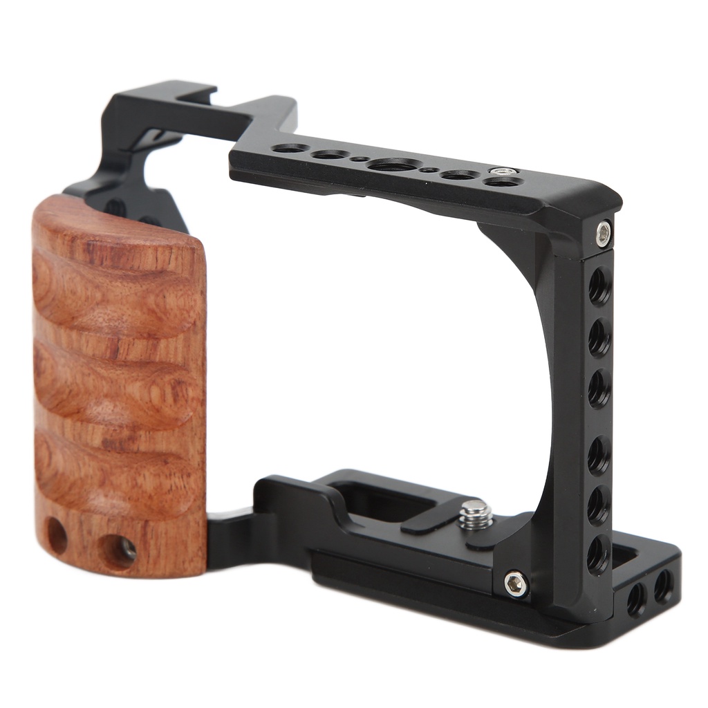 Có thể bán buôn Lồng máy ảnh Quay video Giá bảo vệ bằng hợp kim nhôm có tay cầm gỗ cho Sony ZV ‑ E10 Washington057 Hàng giao ngay