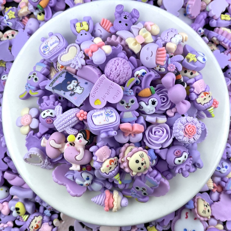 Combo hỗn hợp 50 charm trang trí slime, ốp lưng, phụ kiện handmade