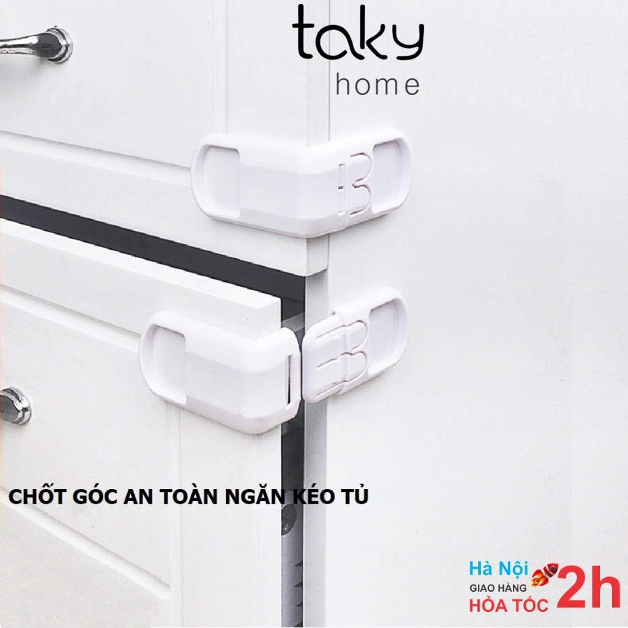 Khóa Chốt Góc Tủ - TakyHome, Chốt Ngăn Kéo, Chốt Khóa Bảo Vệ An Toàn Cho Bé, Nhỏ Gọn Và Tiện Dụng Trong Gia Đình. 3109