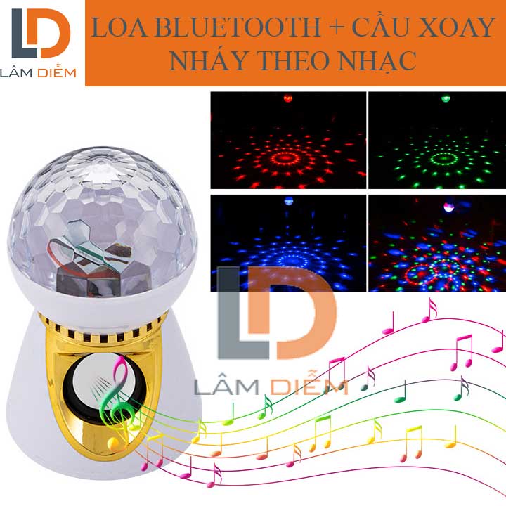 ĐÈN SÂN KHẤU CẦU XOAY NHÁY THEO NHẠC KẾT HỢP LOA BLUETOOTH CQ2