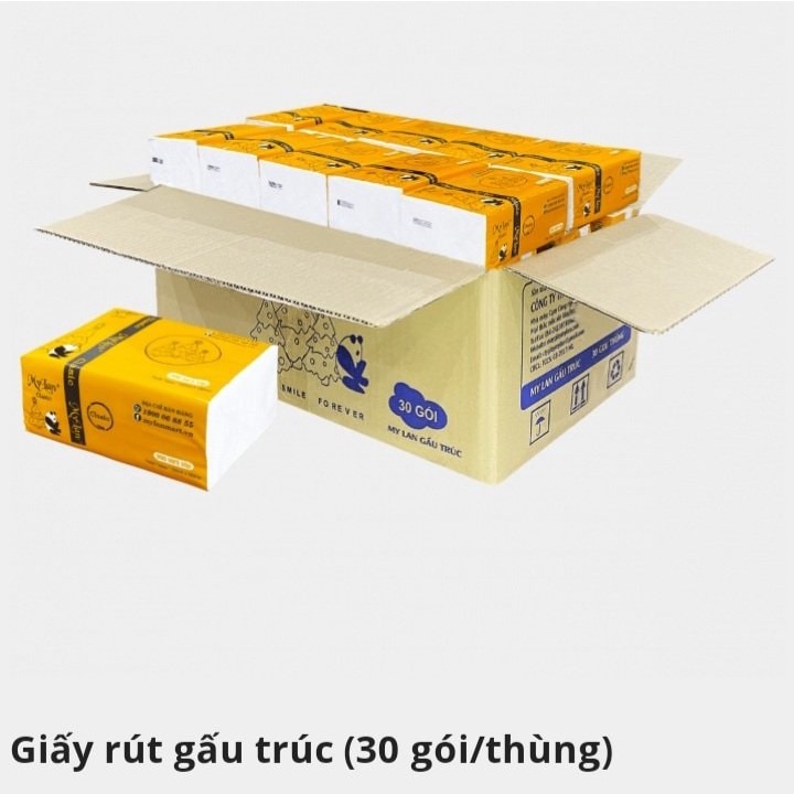 Free Ship - Giấy Ăn Gấu Trúc Thùng 30 Gói Siêu Dai Mềm Mịn Chất Lượng Cao