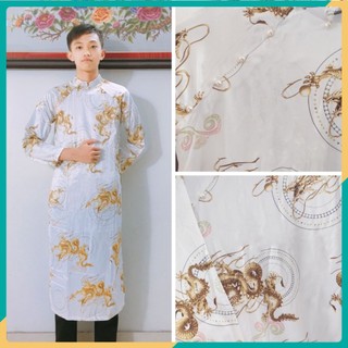 [GIÁ GỐC - 7 NGÀY ĐỔI TRẢ] ÁO DÀI CÁCH TÂN NAM IN HỌA TIẾT RỒNG ĐÍNH NGỌC - TRANG PHỤC TRUYỀN THỐNG ADCTNIHTR-Trắng 2