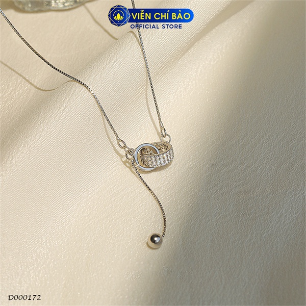 Dây chuyền bạc nữ tròn lồng charm bi chất liệu bạc 925 thời trang phụ kiện trang sức Viễn Chí Bảo D000172