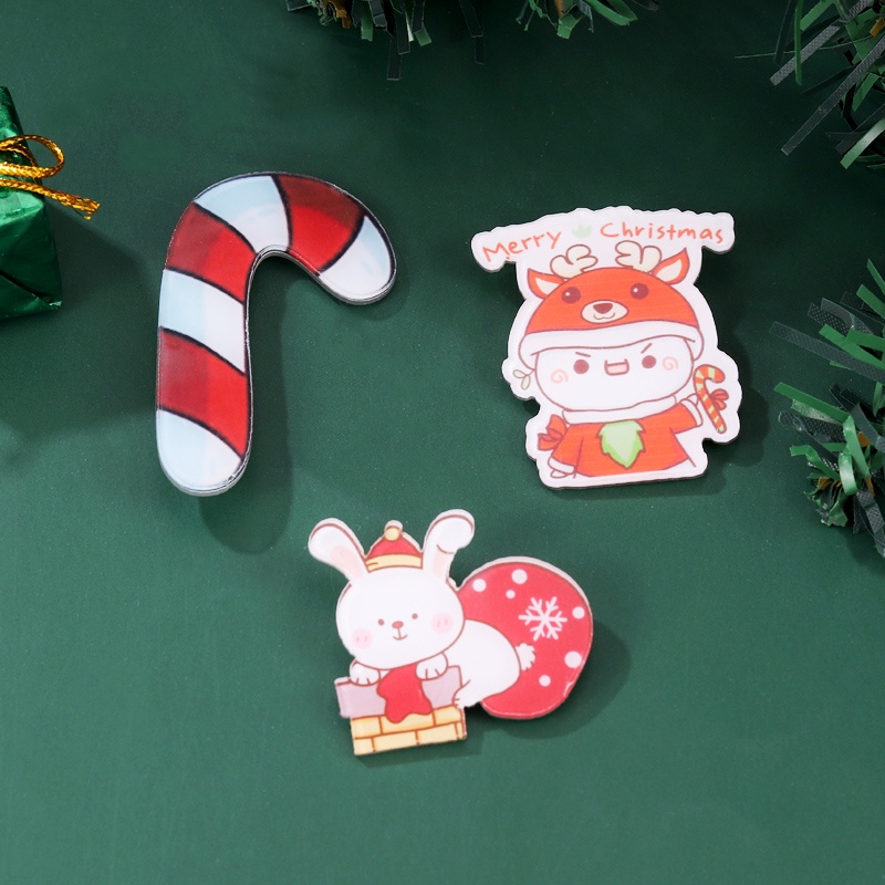 Ghim Cài Áo Trang Trí Giáng Sinh Bằng Acrylic Hình Gấu / Thỏ Dễ Thương