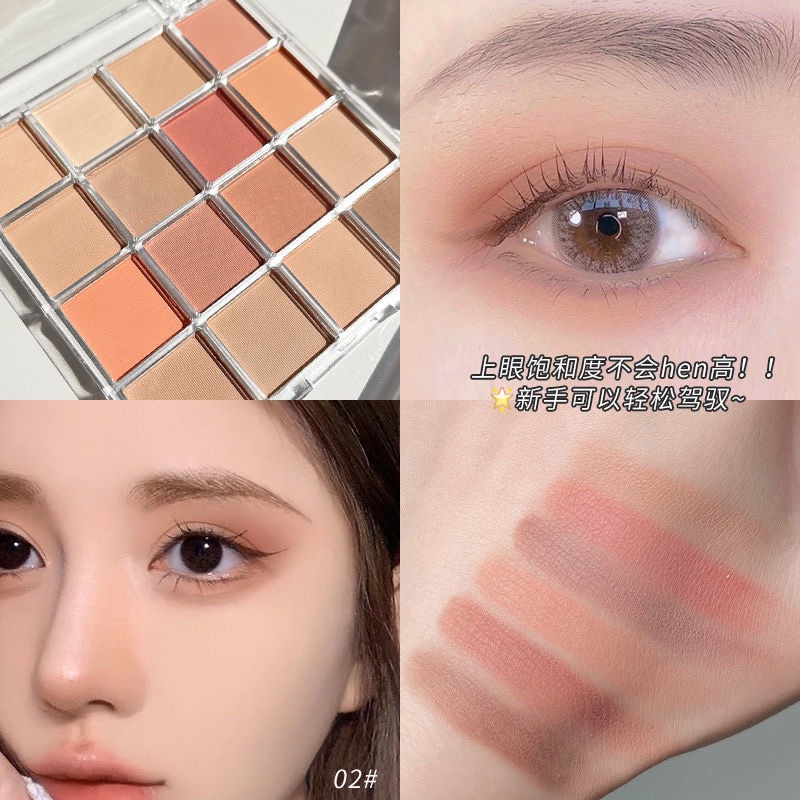 (02# Bảng Phấn Mắt Miss Lara 16 Màu Trà Sữa Đào Nóng Bỏng Tông Đất Lấp Lánh