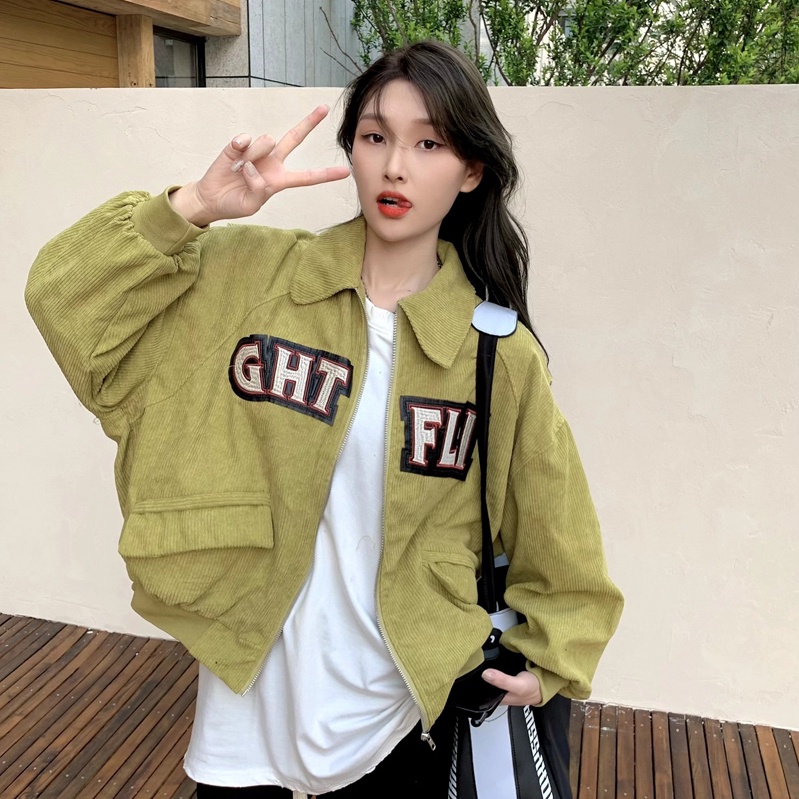 SUXI Áo Khoác Bóng Chày Tay Dài Thời Trang Vintage Cho Nữ