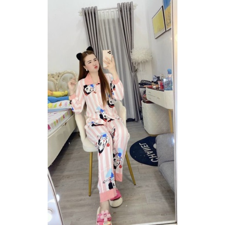 Bộ Pizama Cổ Sen Bigsize 65-72kg Lụa Mango