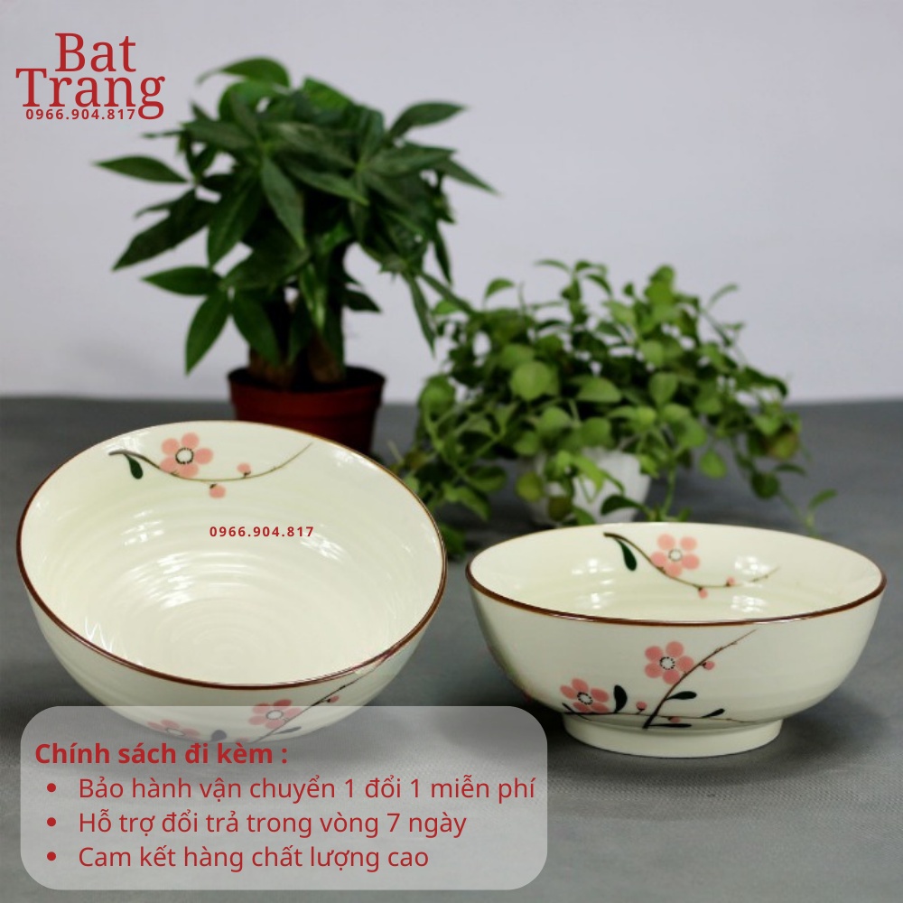 Bát tô sứ, tô canh men kem Bát Tràng nhiều size - hàng có bảo hành