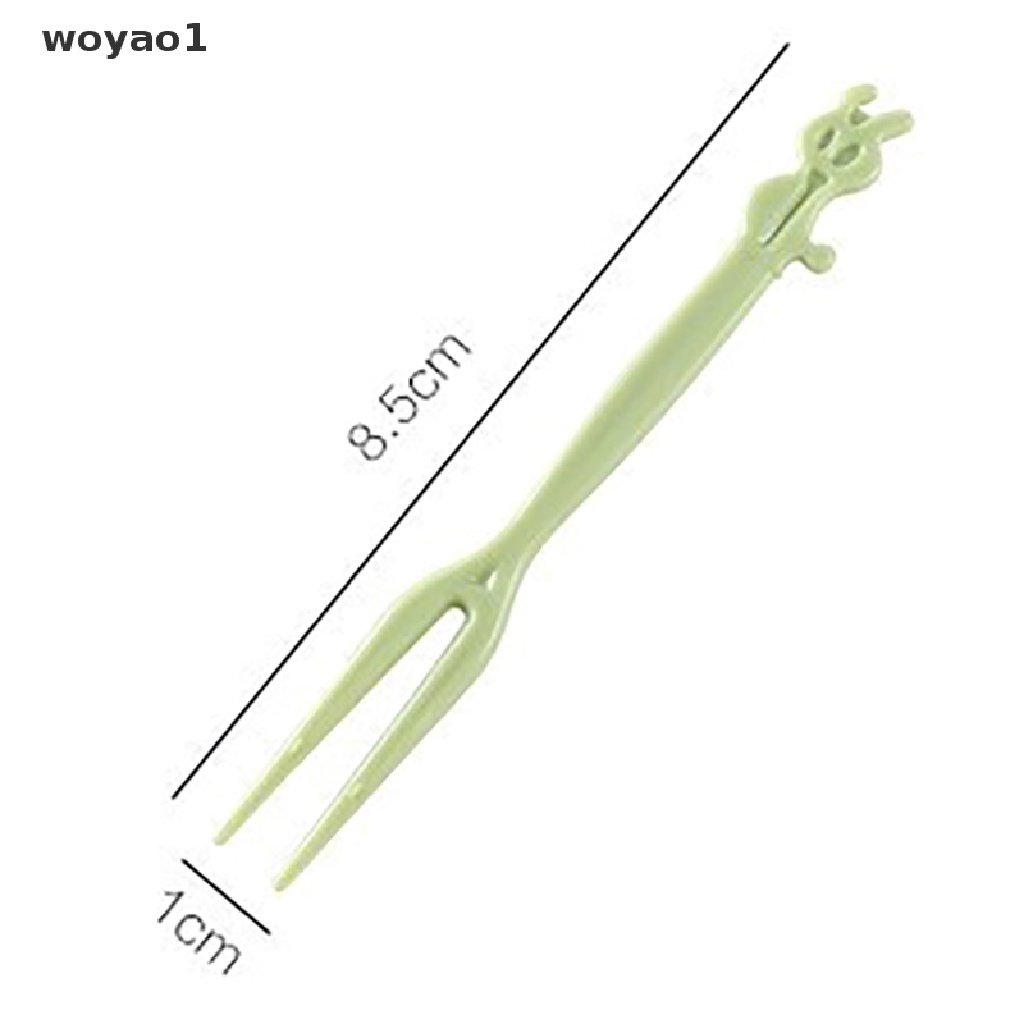 Set 1 / 50 Nĩa Ăn Trái Cây / Tráng Miệng Bằng Nhựa Họa Tiết Hoạt Hình Cho Bé