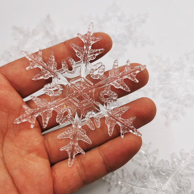 Bộ 10 Bông Tuyết Bằng Acrylic Trong Suốt Trang Trí Cây Thông Giáng Sinh