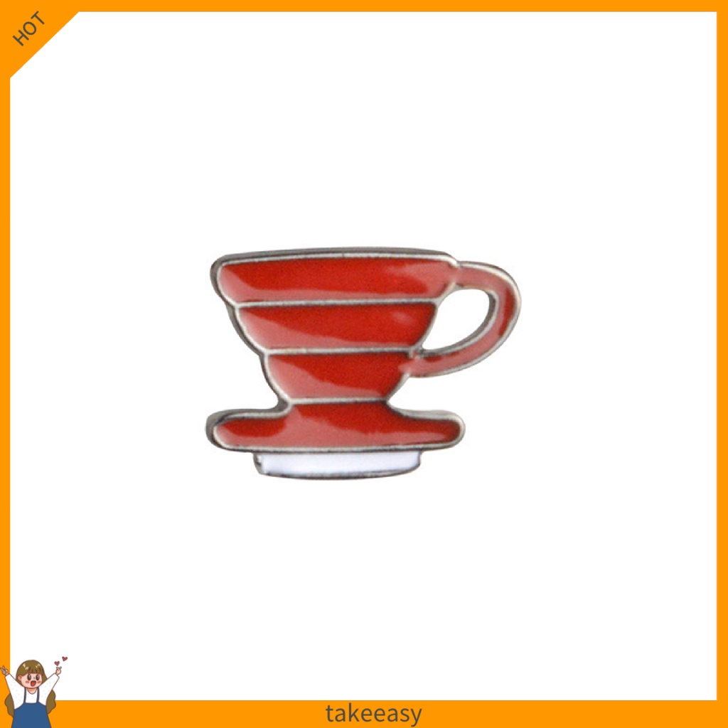 Cute Coffee Kettle Cup Enamel Brooch Pin Shirt Collar Bag Jewelry Gift Decor