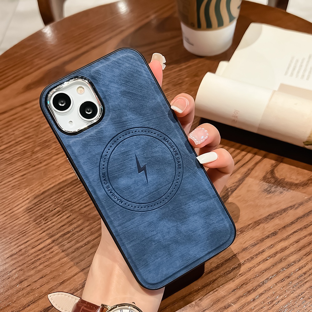 Ốp Điện Thoại Da Pu Viền TPU Từ Tính Kiêm Sạc Không Dây Magsafe Cho iPhone 14 13 12 11 Pro Max XS Max XR X 8 Plus