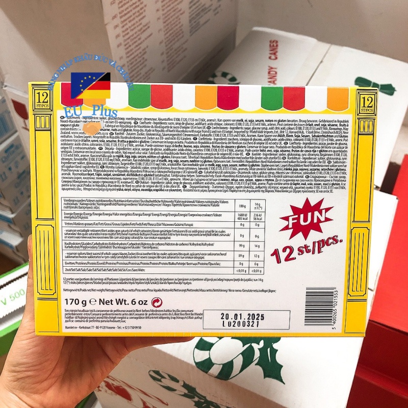 Kẹo gậy Giáng Sinh cho bé 12 chiếc 170g - Mỹ ------ có 2 loại mix màu và loại 1 màu