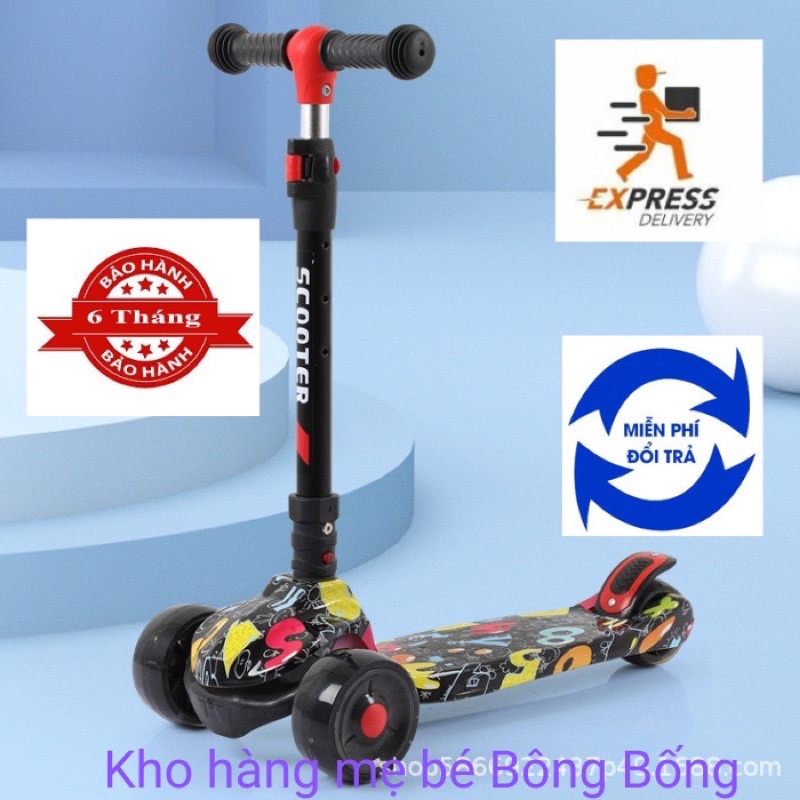 Xe trượt scooter hiệu Be1 hàng xuất Eu bánh to có đèn phát sáng