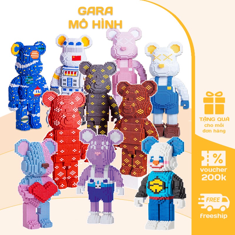 Đồ chơi lego Gấu Bearbrick  mô hình lắp ráp Bearbrick 3D decor trang trí, quà tặng lego bearbrick