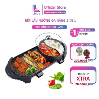 [BH 12 tháng] Bếp lẩu nướng đa năng 2in1 công suất lên tới 2200W dùng cho 4-6 người Linda