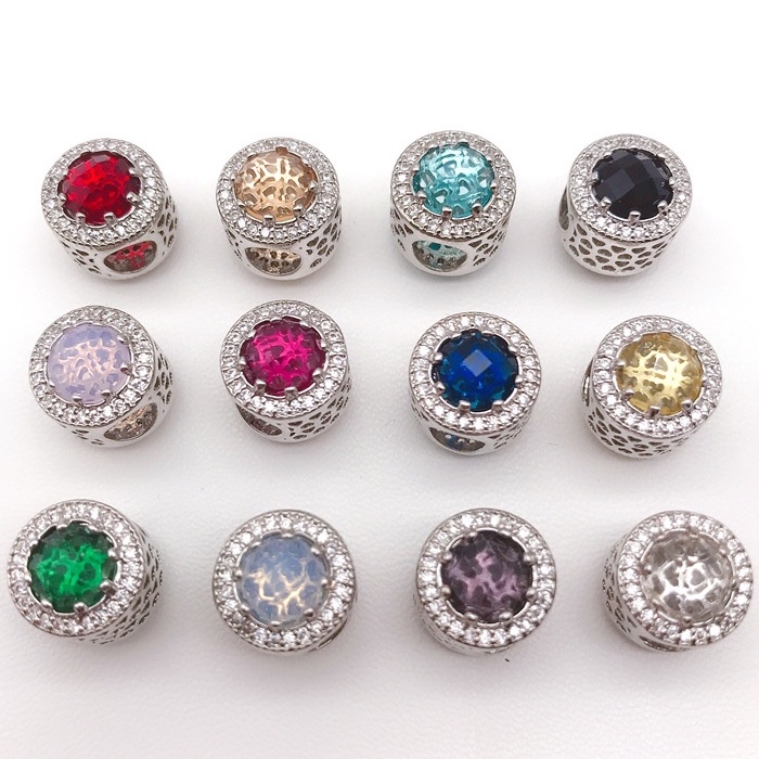 Charm Charmolet Tea - Đá mắt mèo đủ màu mạ điện cao cấp bạc Thái 2022 -