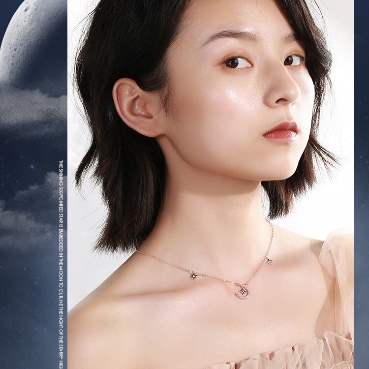 Vòng cổ Mặt Trăng Và Ngôi Sao Đơn Giản Thời Trang Cho Nữ