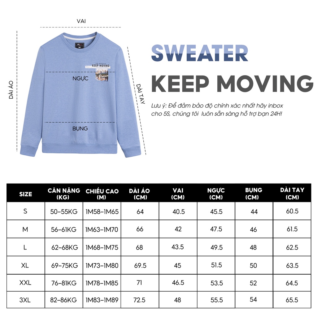 Áo Sweater Nỉ Nam Chất Cotton 5S Cotton, Thiết Kế In Tranh Trẻ Trung (ANO22039)