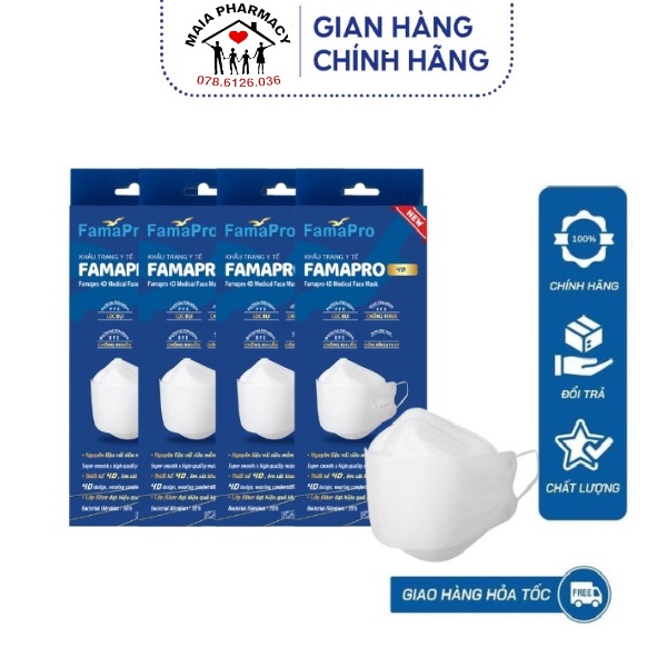 Khẩu trang y tế 4D Famapro Nam Anh| Khẩu trang KF94 cao cấp (10c/túi)