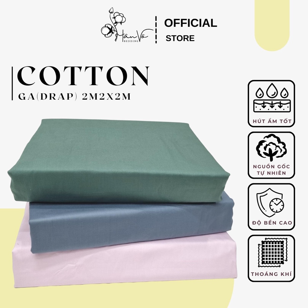 Ga Drap giường Cotton Hàn Quốc cao cấp bo chun- Trơn màu - Hân Võ Bedding