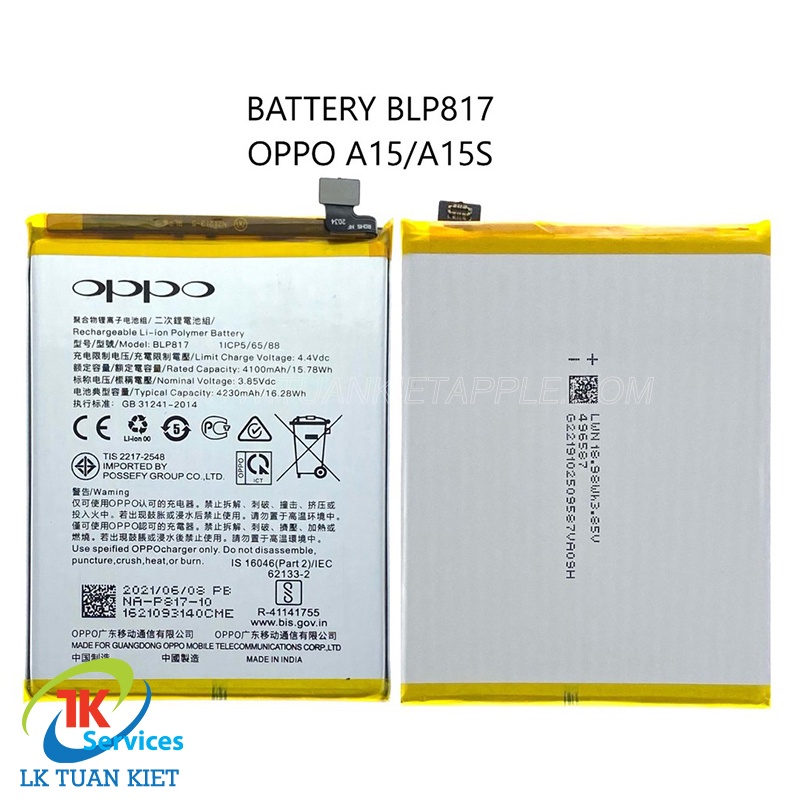 Pin Oppo BLP817 - Oppo A15 / A15s / A35 (4230mAh) Dung lượng chuẩn bảo hành 1 đổi 1