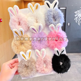 Dây Cột Tóc Co Giãn Đính Lông Thỏ Giả Cho Nữ