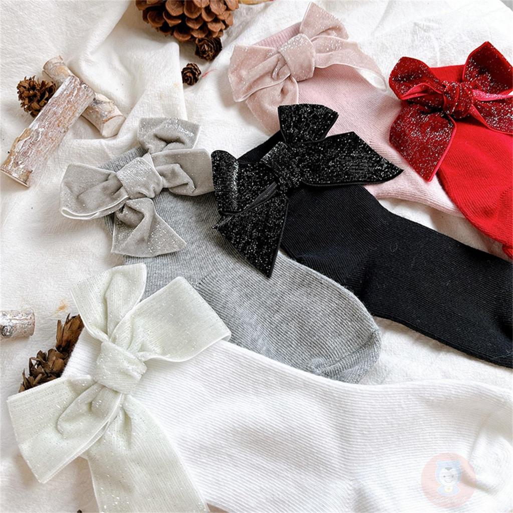 Tất Đính Nơ Kim Sa Lấp Lánh Dễ Thương Cho Bé Gái LAA6-Ga