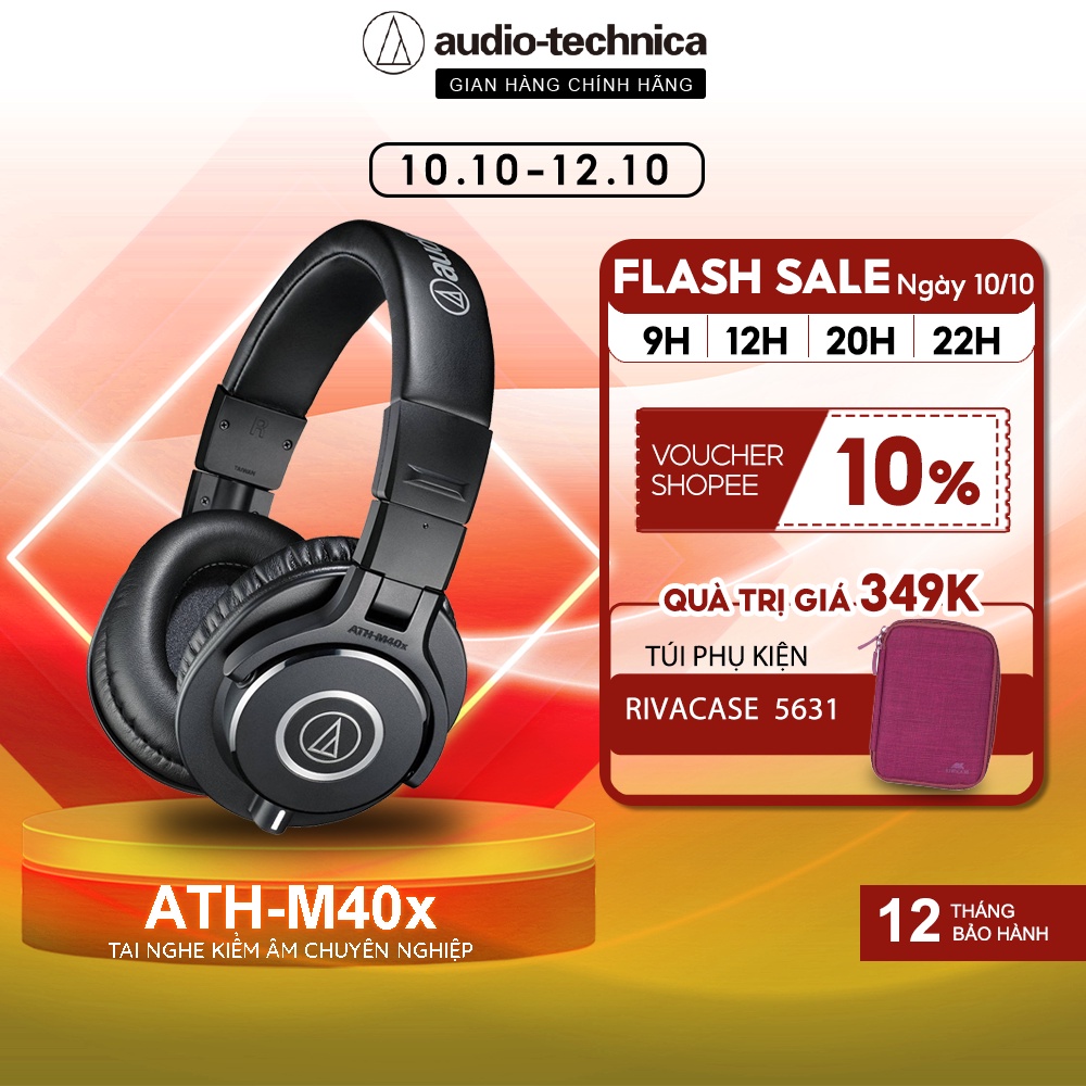 Tai Nghe Chụp Tai Overear Audio Technica ATH-M40x Professional Hifi - Hàng Chính Hãng